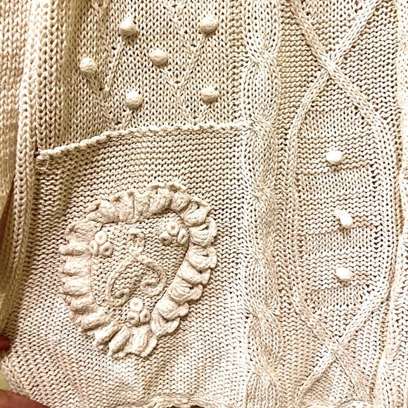 Vintage cotton / ramie sweater Aran style sweater - Picture 4 of 11